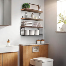 Load image into Gallery viewer, 2-in-1 Floating Shelves Wall Mounted with Storage Basket