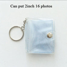 Load image into Gallery viewer, 2 Inch Photo Album PVC Sequins Transparent Sticker & Name Card Holder 16 Pockets Photo Holder Business Card Bag Mini Photo Holds Photos with Key Chain Album Gifts