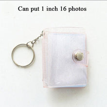 Load image into Gallery viewer, 2 Inch Photo Album PVC Sequins Transparent Sticker & Name Card Holder 16 Pockets Photo Holder Business Card Bag Mini Photo Holds Photos with Key Chain Album Gifts