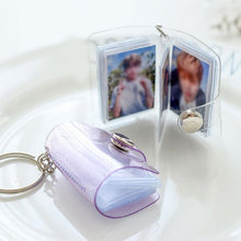 Load image into Gallery viewer, 2 Inch Photo Album PVC Sequins Transparent Sticker & Name Card Holder 16 Pockets Photo Holder Business Card Bag Mini Photo Holds Photos with Key Chain Album Gifts