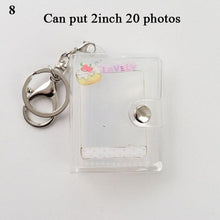 Load image into Gallery viewer, 2 Inch Photo Album PVC Sequins Transparent Sticker & Name Card Holder 16 Pockets Photo Holder Business Card Bag Mini Photo Holds Photos with Key Chain Album Gifts
