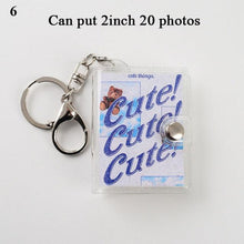Load image into Gallery viewer, 2 Inch Photo Album PVC Sequins Transparent Sticker & Name Card Holder 16 Pockets Photo Holder Business Card Bag Mini Photo Holds Photos with Key Chain Album Gifts