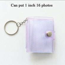 Load image into Gallery viewer, 2 Inch Photo Album PVC Sequins Transparent Sticker & Name Card Holder 16 Pockets Photo Holder Business Card Bag Mini Photo Holds Photos with Key Chain Album Gifts