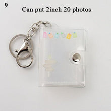 Load image into Gallery viewer, 2 Inch Photo Album PVC Sequins Transparent Sticker & Name Card Holder 16 Pockets Photo Holder Business Card Bag Mini Photo Holds Photos with Key Chain Album Gifts