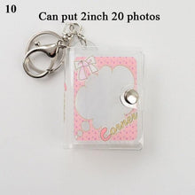 Load image into Gallery viewer, 2 Inch Photo Album PVC Sequins Transparent Sticker & Name Card Holder 16 Pockets Photo Holder Business Card Bag Mini Photo Holds Photos with Key Chain Album Gifts