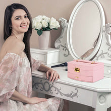 Load image into Gallery viewer, 2-Layer Lockable Leather Jewelry Box