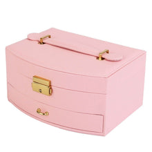 Load image into Gallery viewer, 2-Layer Lockable Leather Jewelry Box