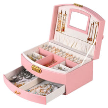 Load image into Gallery viewer, 2-Layer Lockable Leather Jewelry Box