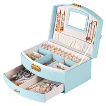 Load image into Gallery viewer, 2-Layer Lockable Leather Jewelry Box