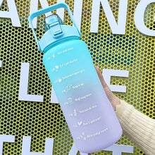 Load image into Gallery viewer, 2 Liters Water Bottle Motivational Drinking Bottle Sports Water Bottle With Time Marker Stickers Portable Reusable Plastic Cups Motivational Sports Water Bottle With Time Capacity Marker BPA Free Big Large Gym Cycling Water Bottle Cup Jug For Kids School