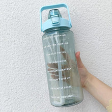 Load image into Gallery viewer, 2 Liters Water Bottle Motivational Drinking Bottle Sports Water Bottle With Time Marker Stickers Portable Reusable Plastic Cups Motivational Sports Water Bottle With Time Capacity Marker BPA Free Big Large Gym Cycling Water Bottle Cup Jug For Kids School