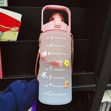 Load image into Gallery viewer, 2 Liters Water Bottle Motivational Drinking Bottle Sports Water Bottle With Time Marker Stickers Portable Reusable Plastic Cups Motivational Sports Water Bottle With Time Capacity Marker BPA Free Big Large Gym Cycling Water Bottle Cup Jug For Kids School