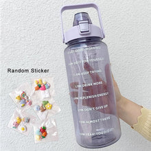 Load image into Gallery viewer, 2 Liters Water Bottle Motivational Drinking Bottle Sports Water Bottle With Time Marker Stickers Portable Reusable Plastic Cups Motivational Sports Water Bottle With Time Capacity Marker BPA Free Big Large Gym Cycling Water Bottle Cup Jug For Kids School