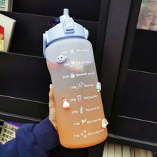 Load image into Gallery viewer, 2 Liters Water Bottle Motivational Drinking Bottle Sports Water Bottle With Time Marker Stickers Portable Reusable Plastic Cups Motivational Sports Water Bottle With Time Capacity Marker BPA Free Big Large Gym Cycling Water Bottle Cup Jug For Kids School