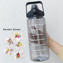 Load image into Gallery viewer, 2 Liters Water Bottle Motivational Drinking Bottle Sports Water Bottle With Time Marker Stickers Portable Reusable Plastic Cups Motivational Sports Water Bottle With Time Capacity Marker BPA Free Big Large Gym Cycling Water Bottle Cup Jug For Kids School