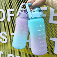 Load image into Gallery viewer, 2 Liters Water Bottle Motivational Drinking Bottle Sports Water Bottle With Time Marker Stickers Portable Reusable Plastic Cups Motivational Sports Water Bottle With Time Capacity Marker BPA Free Big Large Gym Cycling Water Bottle Cup Jug For Kids School