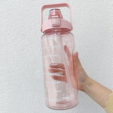 Load image into Gallery viewer, 2 Liters Water Bottle Motivational Drinking Bottle Sports Water Bottle With Time Marker Stickers Portable Reusable Plastic Cups Motivational Sports Water Bottle With Time Capacity Marker BPA Free Big Large Gym Cycling Water Bottle Cup Jug For Kids School