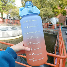 Load image into Gallery viewer, 2 Liters Water Bottle Motivational Drinking Bottle Sports Water Bottle With Time Marker Stickers Portable Reusable Plastic Cups Motivational Sports Water Bottle With Time Capacity Marker BPA Free Big Large Gym Cycling Water Bottle Cup Jug For Kids School