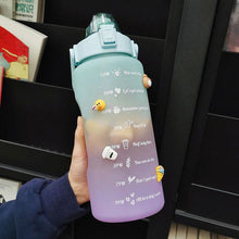 Load image into Gallery viewer, 2 Liters Water Bottle Motivational Drinking Bottle Sports Water Bottle With Time Marker Stickers Portable Reusable Plastic Cups Motivational Sports Water Bottle With Time Capacity Marker BPA Free Big Large Gym Cycling Water Bottle Cup Jug For Kids School
