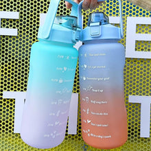 Load image into Gallery viewer, 2 Liters Water Bottle Motivational Drinking Bottle Sports Water Bottle With Time Marker Stickers Portable Reusable Plastic Cups Motivational Sports Water Bottle With Time Capacity Marker BPA Free Big Large Gym Cycling Water Bottle Cup Jug For Kids School