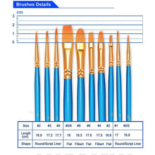 Load image into Gallery viewer, 2-Pack: BOSOBO 10 Sizes Paint Brushes Set