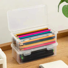 Load image into Gallery viewer, 2-Pack: Extra Large Capacity Plastic Pencil Box Stackable Translucent Clear Pencil Box