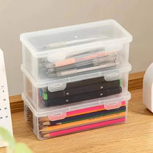 Load image into Gallery viewer, 2-Pack: Extra Large Capacity Plastic Pencil Box Stackable Translucent Clear Pencil Box