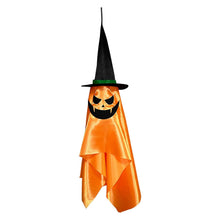 Load image into Gallery viewer, 2-Pack: Hanging Ghosts with Wizard Hat Snicker Scary Face