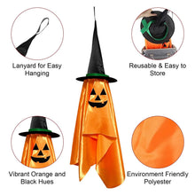 Load image into Gallery viewer, 2-Pack: Hanging Ghosts with Wizard Hat Snicker Scary Face