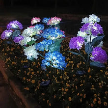Load image into Gallery viewer, 2-Pack: Hydrangea Solar LED Flower Lights with 3 Heads Outdoor Waterproof Garden Lights