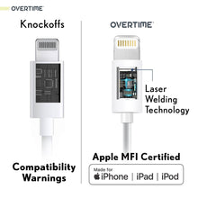 Load image into Gallery viewer, 2-Pack: Overtime Apple MFI Certified iPhone Charger Lightning Cable 10 Foot