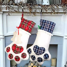 Load image into Gallery viewer, 2-Pack: Plaid Christmas Pet Dog Cat Paw Hanging Stocking Socks
