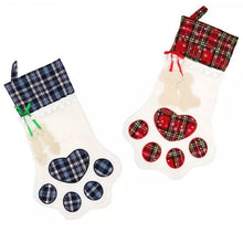 Load image into Gallery viewer, 2-Pack: Plaid Christmas Pet Dog Cat Paw Hanging Stocking Socks