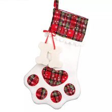 Load image into Gallery viewer, 2-Pack: Plaid Christmas Pet Dog Cat Paw Hanging Stocking Socks