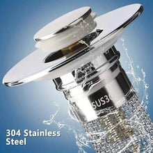 Load image into Gallery viewer, 2-Pack: Pop-Up Bathroom Sink Stopper with Stainless Steel Drain Filter and Hair Catcher