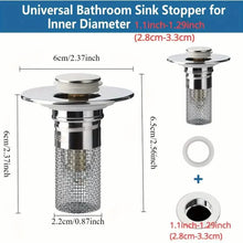 Load image into Gallery viewer, 2-Pack: Pop-Up Bathroom Sink Stopper with Stainless Steel Drain Filter and Hair Catcher