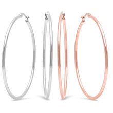 Load image into Gallery viewer, 2-Pairs: Stainless Steel 50mm Hoop Earring Set