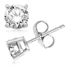 Load image into Gallery viewer, 2-Pairs: White Gold High Polish Finish Stud Earrings Cubic Zirconia Round and Princess Cut