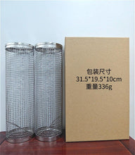 Load image into Gallery viewer, 2 PCS Grill Basket BBQ Rolling Grilling Basket Stainless Steel Grill Mesh Barbeque Portable Grill Accessories for Fish BBQ Rolling Grilling Basket for Outdoor Grill Cylindrical Stainless Steel Grill