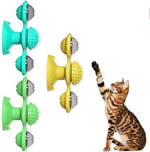 Load image into Gallery viewer, 2 PCS Set Interactive Cat Toy Windmill Portable Scratch Hair Brush Grooming Shedding Massage Suction Cup Catnip Cats Puzzle Training Toy Portable Turntable Rotating Cat Toy Scratching Tickle Hair Brush