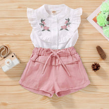 Load image into Gallery viewer, 2-Piece: Baby Girls Outfits Clothes T-Shirt Vest Tops + Shorts Pants