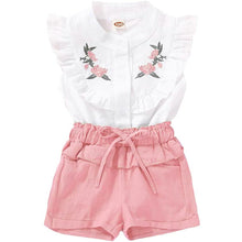 Load image into Gallery viewer, 2-Piece: Baby Girls Outfits Clothes T-Shirt Vest Tops + Shorts Pants