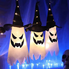 Load image into Gallery viewer, 2-Piece Set: Glowing Ghost Witch Hat Halloween Decorations