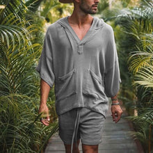 Load image into Gallery viewer, 2-Piece Set: Men's Tracksuit Tennis Shirt Shorts and T Shirt Set Set Solid Color V Neck