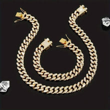 Load image into Gallery viewer, 2-Piece Set: Unisex Hip Hop Cuban Chain Necklace and 8" Bracelet