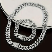 Load image into Gallery viewer, 2-Piece Set: Unisex Hip Hop Cuban Chain Necklace and 8" Bracelet