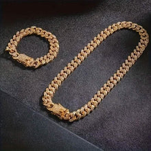 Load image into Gallery viewer, 2-Piece Set: Unisex Hip Hop Cuban Chain Necklace and 8" Bracelet