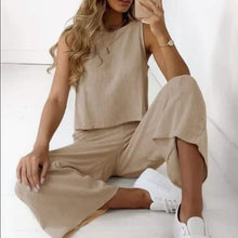 Load image into Gallery viewer, 2-Piece Set: Women's Solid Color Casual Tank Top Pants Set