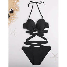 Load image into Gallery viewer, 2-Piece Set: Women's Swimwear Bikini Push Up Open Back Solid Color