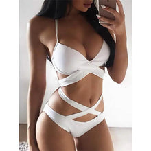 Load image into Gallery viewer, 2-Piece Set: Women's Swimwear Bikini Push Up Open Back Solid Color